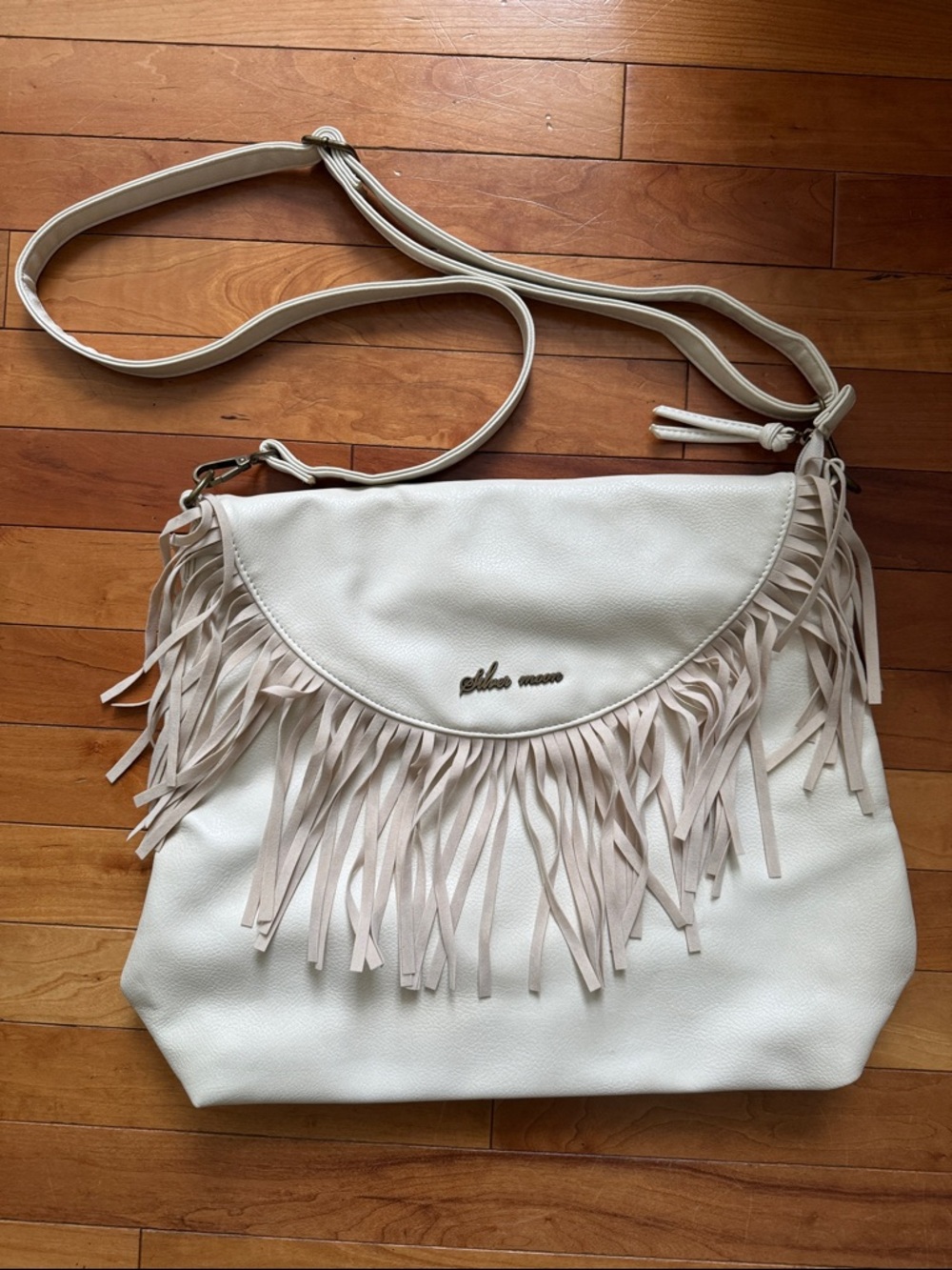 Silver Moon Cream Fringe Crossbody Bag